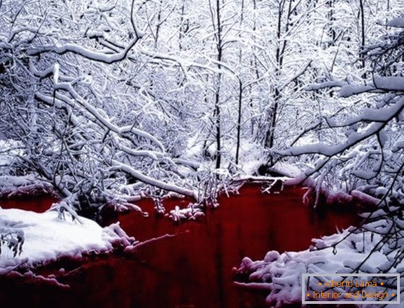 Lago rosso sangue in Canada