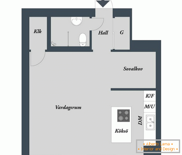 Piano di un piccolo appartamento di lusso