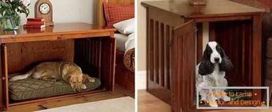 Comodini in legno con un letto per un cane