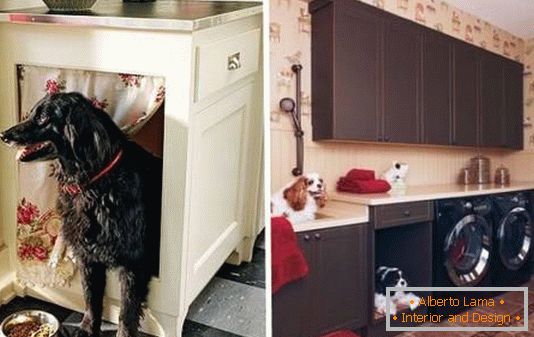 Posto per il cane nell'armadio della cucina
