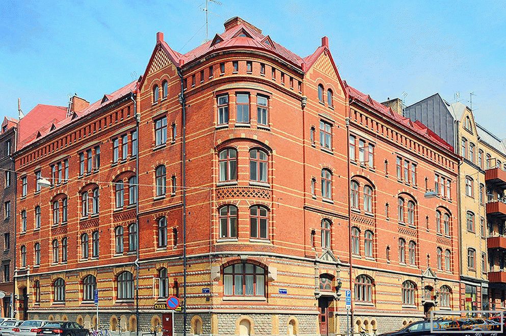 La casa in cui si trova l'appartamento monolocale a Göteborg