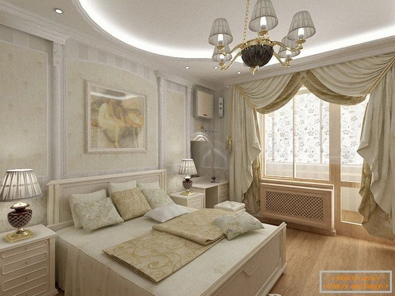 Progetto di design di una camera da letto in stile classico