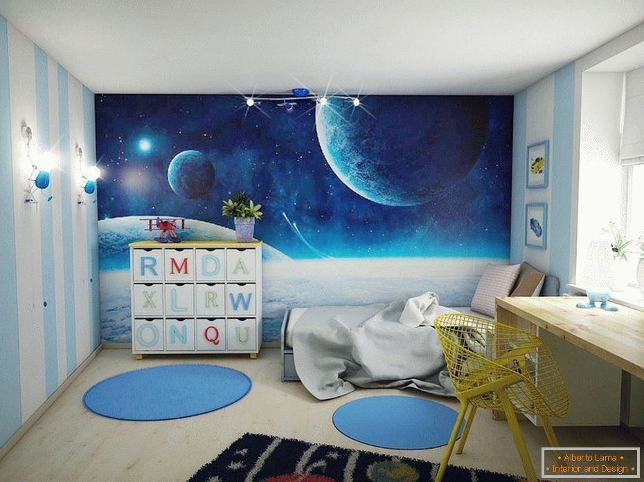 Una stanza per un ragazzo в космическом декоре