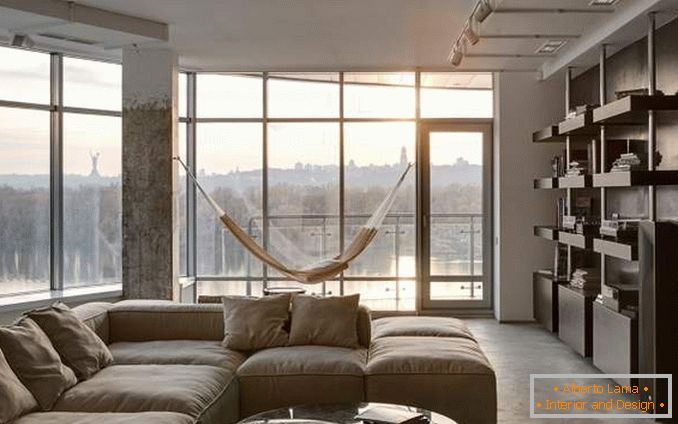 Finestra panoramica nell'appartamento - foto del design del soggiorno