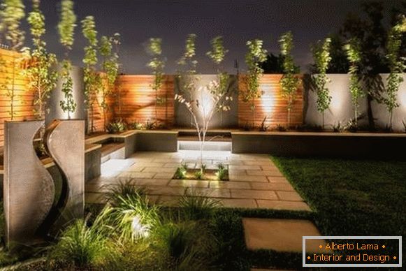 Design moderno giardino - foto con illuminazione a led
