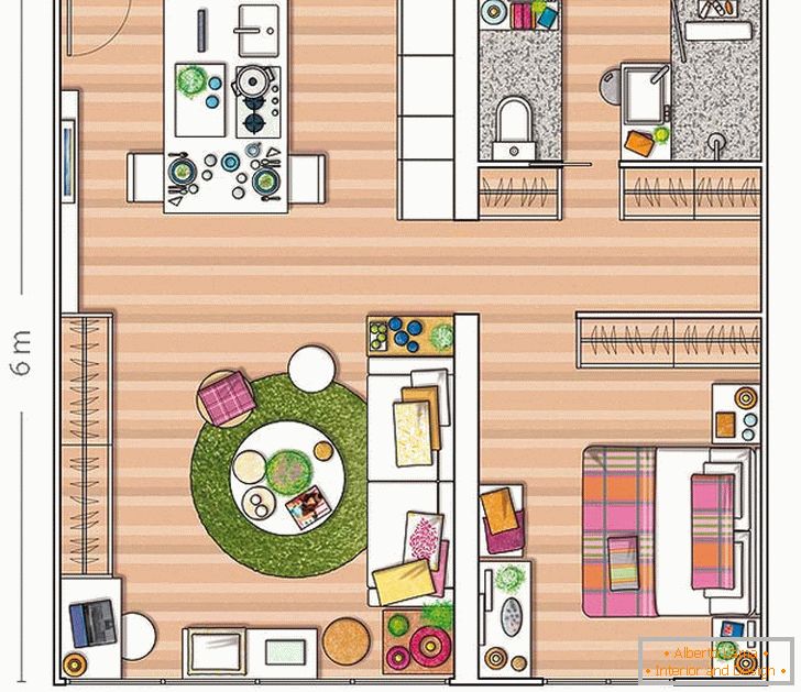 Il piano di un piccolo appartamento in Spagna