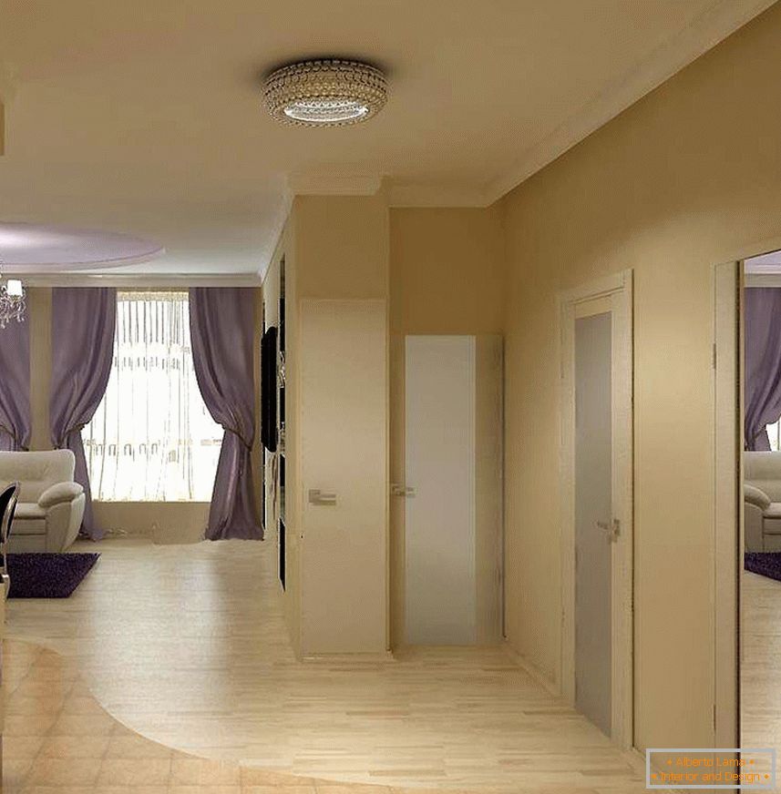 Soffitto luminoso nel soggiorno-corridoio