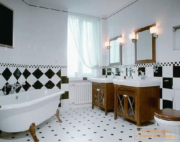 esempi di disposizione delle piastrelle nella foto del bagno, foto 15