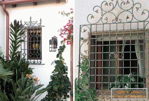 Griglie decorative su windows - foto della facciata della casa