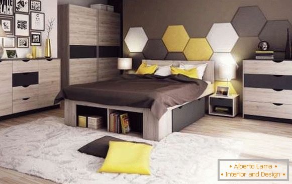 Moderni armadietti per coupé in camera da letto - foto in marrone e nero