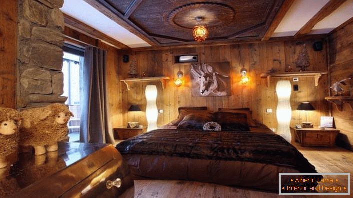 Camera da letto di lusso nello stile dello chalet che consente di rilassarsi nel