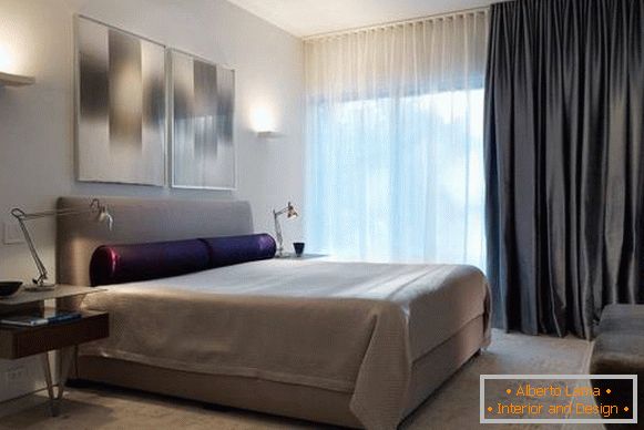 Design di tende per la camera da letto - foto di nuovi oggetti in colore grigio scuro