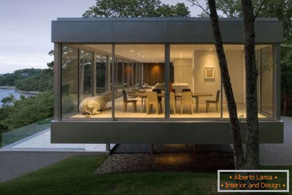 Moderna casa privata con pareti trasparenti