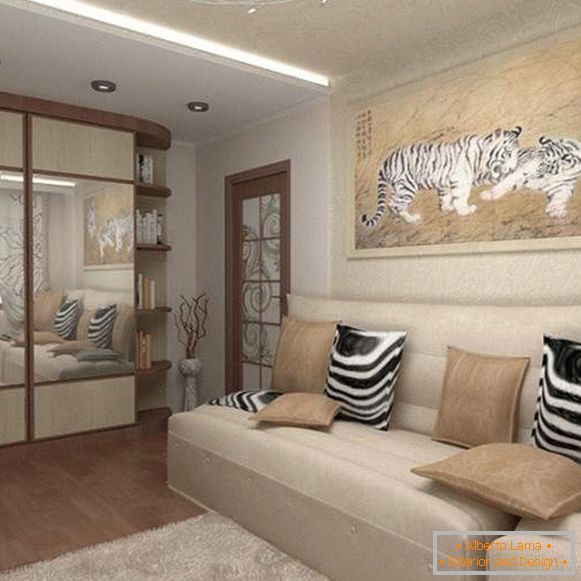 Il design della sala nell'appartamento Krusciov - foto in stile moderno