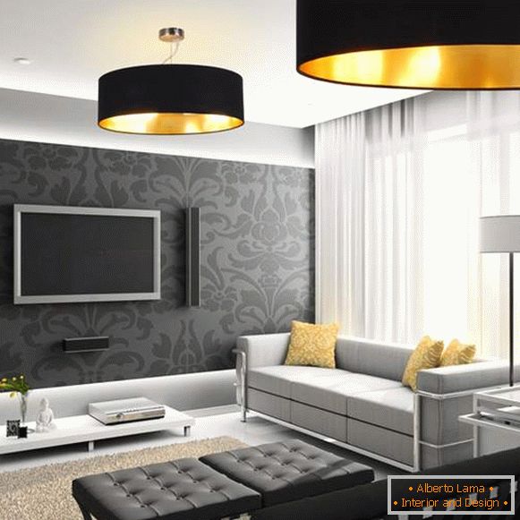 Design moderno della hall nell'appartamento в черно-белом цвете