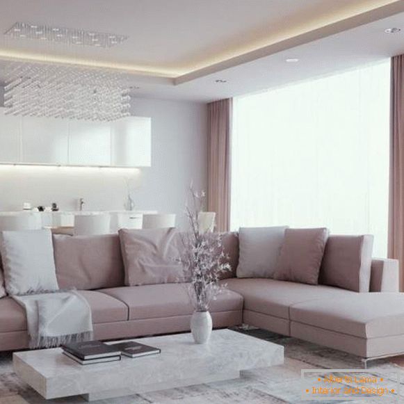 Interno del soggiorno in un appartamento moderno - una bella combinazione di colori
