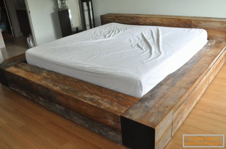 minimalista bonificata-legno-re-piattaforma-letto-frame-basso profilo in stile