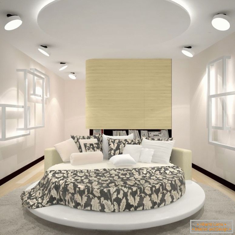 luce-camera da letto-in-stile-moderno-con-round-letto-a-cuore