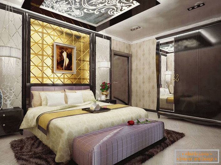 Lussuosa camera da letto in stile Art Deco nella casa della famiglia francese. 