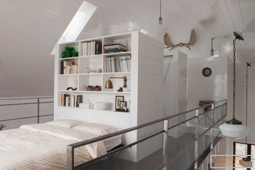 Stile loft insolito, design camera da letto