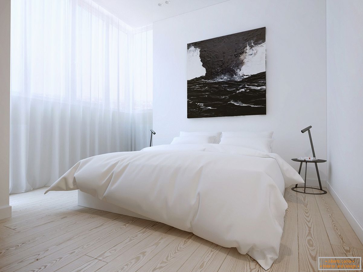 Interno camera da letto in colore bianco