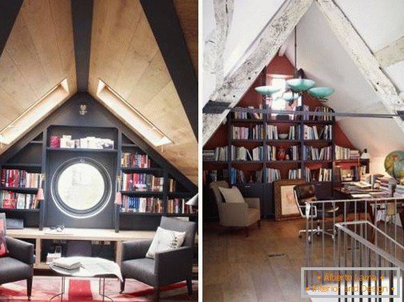 Librerie incorporate nell'attico