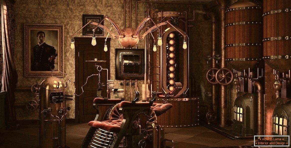 Sala in stile steampunk