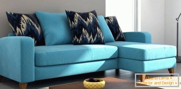 Piccolo divano ad angolo foto in colore blu