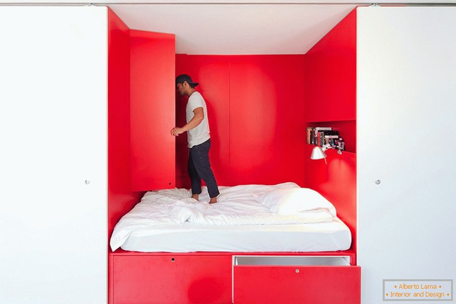 Camera da letto unica per il progetto dell'autore