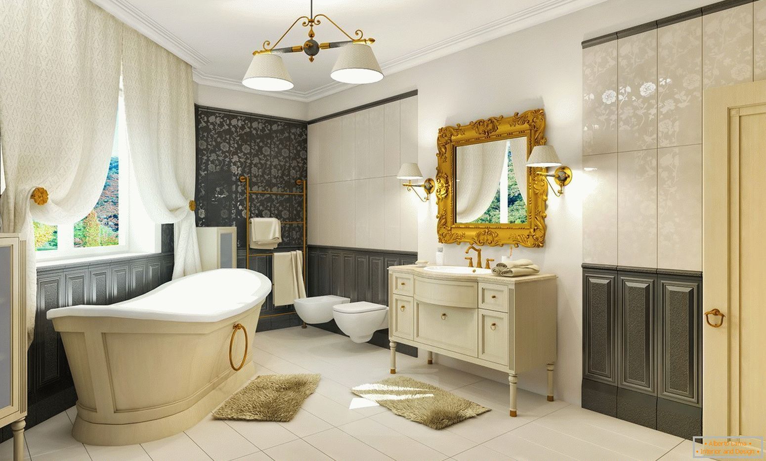 Design del bagno in stile classico