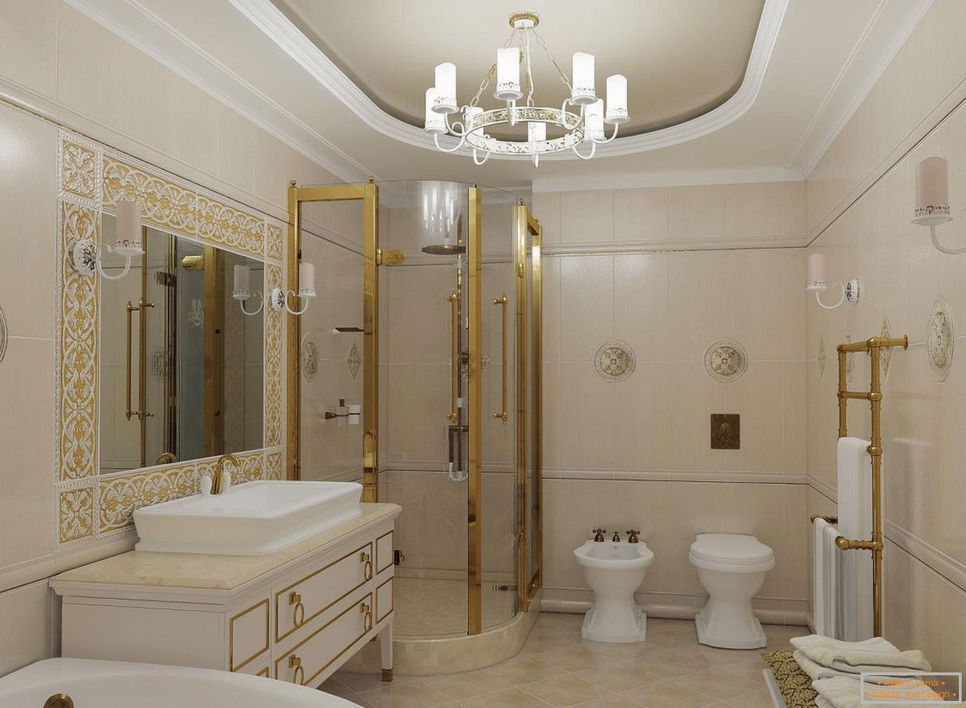 Cabina doccia в ванной в классическом стиле