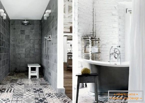 Design del bagno in stile loft - idee foto per piastrelle