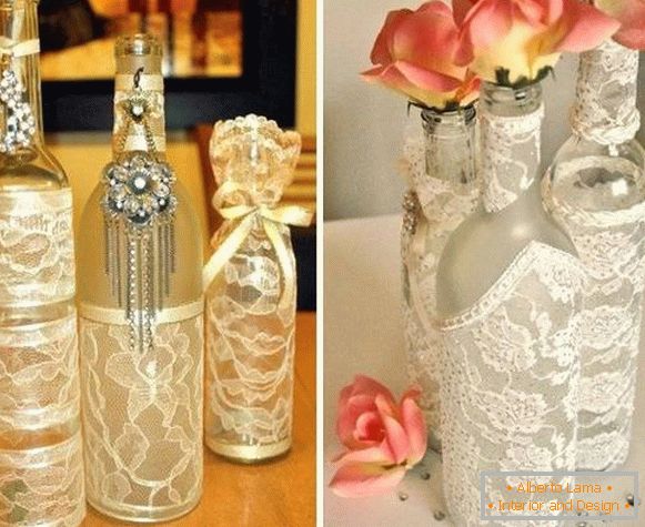 Come realizzare un bellissimo vaso da una bottiglia e un merletto