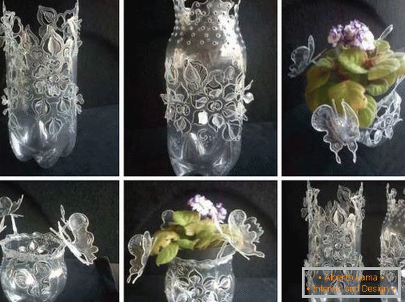 Vaso decorativo da una bottiglia di plastica con le tue mani
