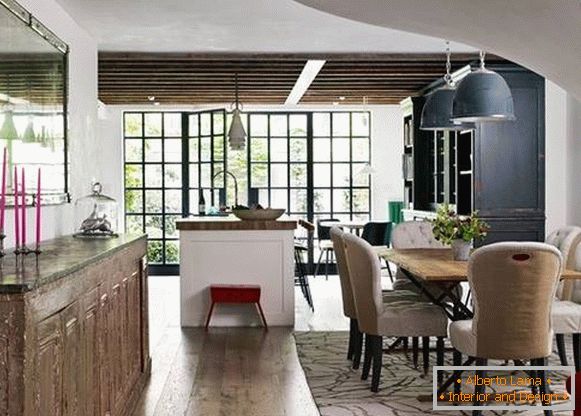 Cucina e sala da pranzo design in una moderna casa privata