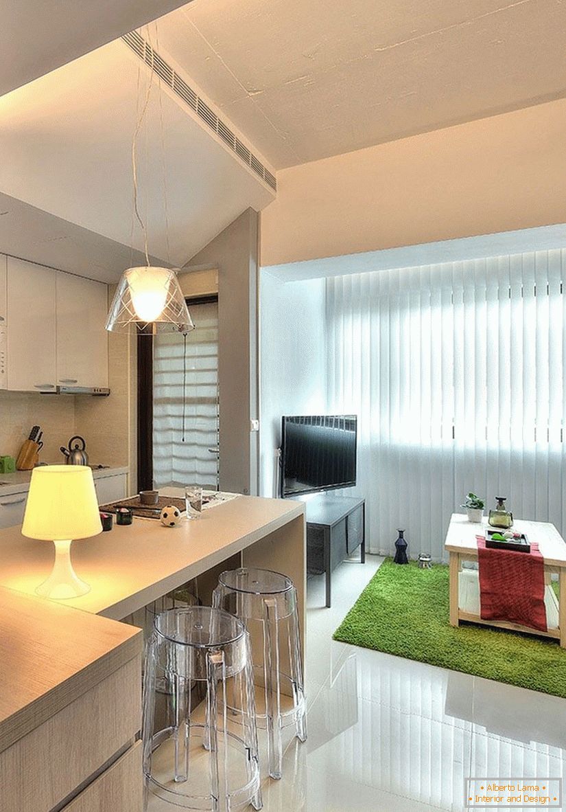 Cucina e soggiorno in appartamento studio