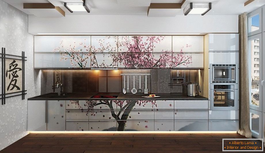 Sakura sui mobili della cucina