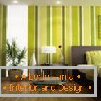 Design della camera da letto verde-marrone