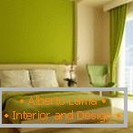 Colore verde oliva nel design della camera da letto