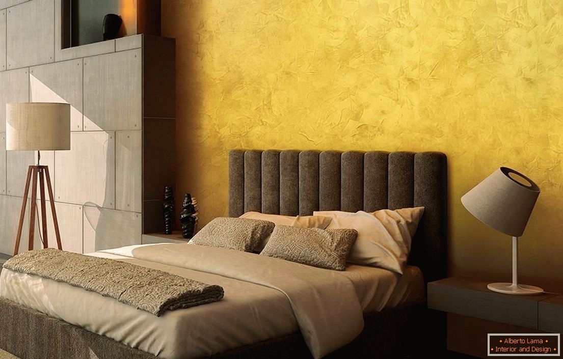 Camera da letto con pareti gialle