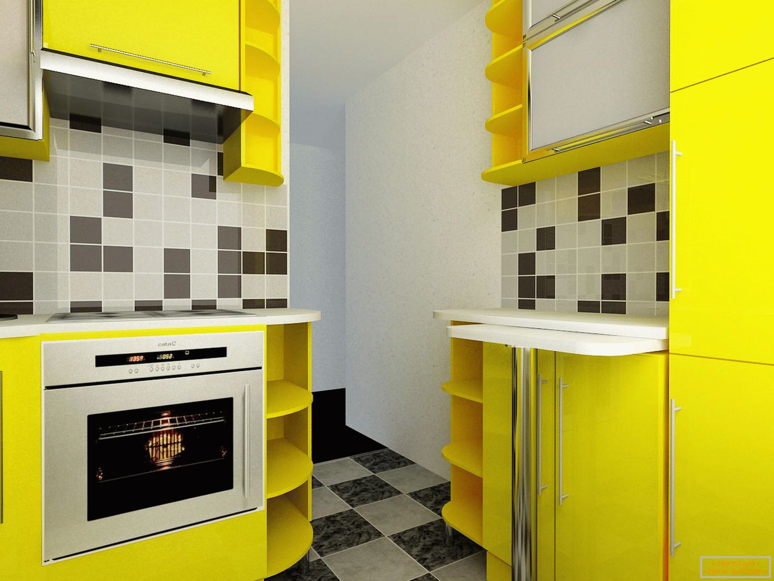 Piccola cucina di colore giallo