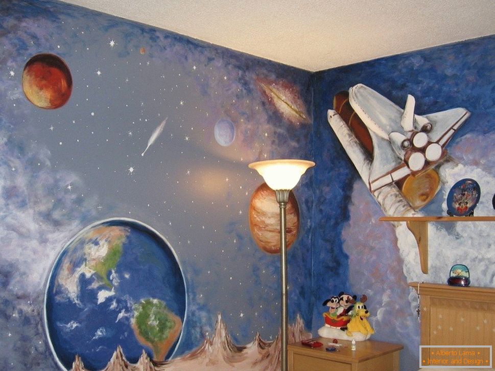 La visione dello spazio sui muri della scuola materna