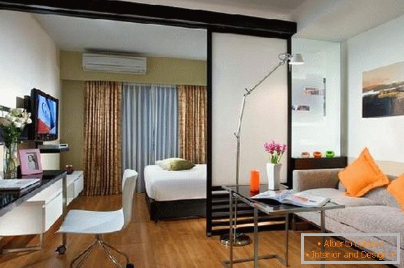 spazio di zonizzazione in appartamento con una camera: foto, foto 27